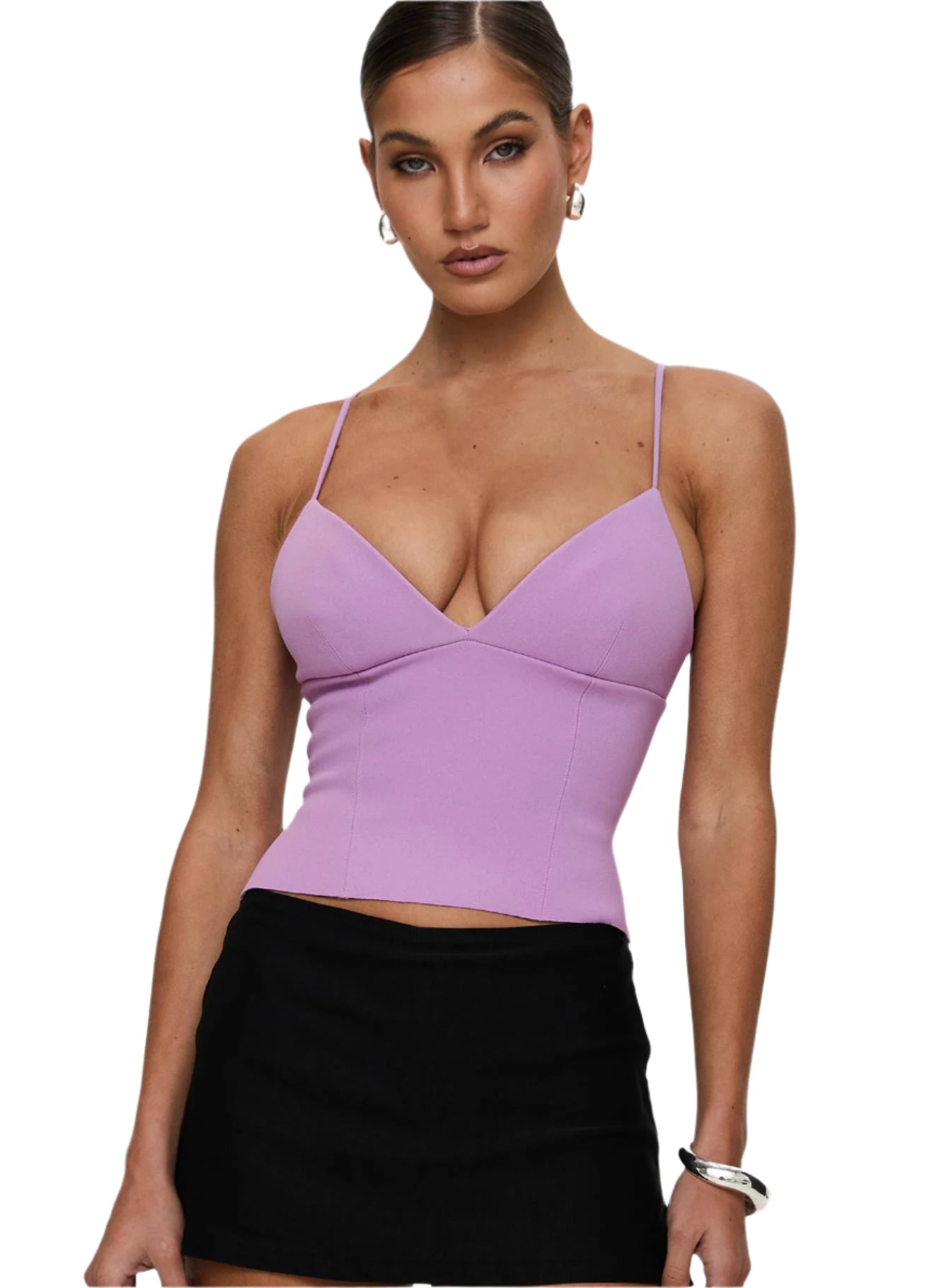 Jacquelyn - Sophisticated Crop Top with V-Neck and Spaghetti Straps