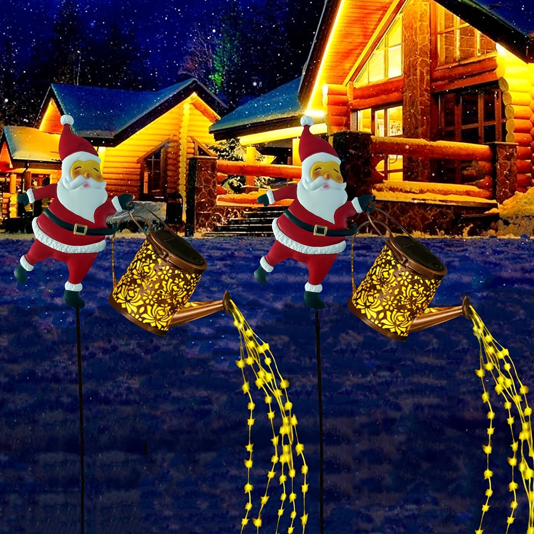 Solar-Powered Santa Teapot Garden Lights