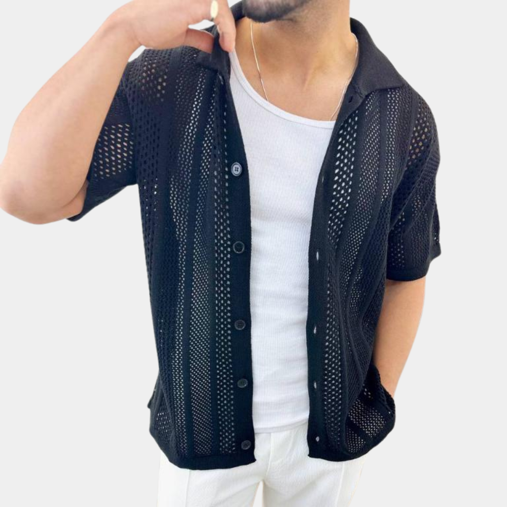 Men's Short Sleeve Cardigan with Button Closure Oliver