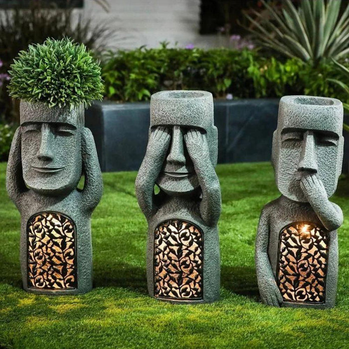 Garden Decor - Artistic Flowerpot with Solar LED Light