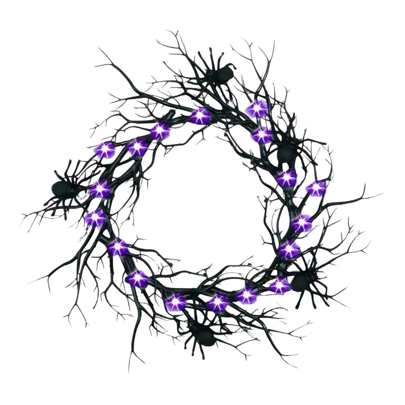 SpiderSpook LED Halloween Wreath – Vampire & Spider Decoration for Doors & Windows