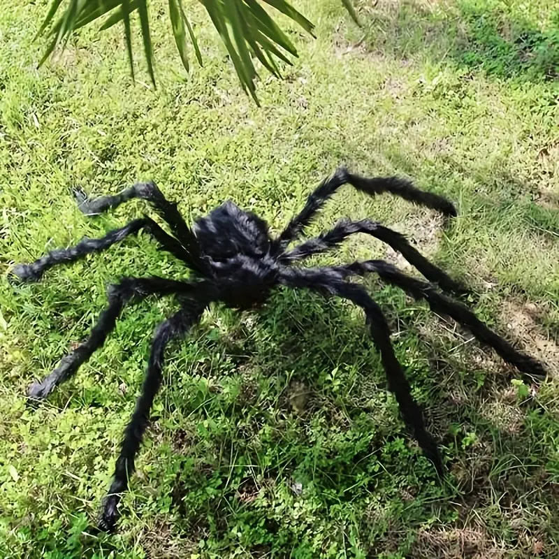 DarkCrawl Giant Spider 150 cm – Black Halloween Decoration for House & Garden