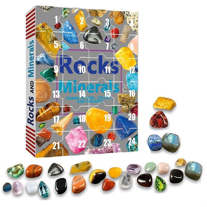 1 Piece Christmas Gemstone Advent Calendar, 24 Natural Crystals