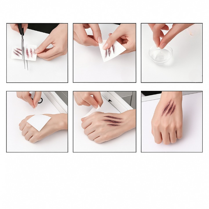 3D Bloody Wound Tattoo Sticker – Waterproof Halloween Makeup Accessory