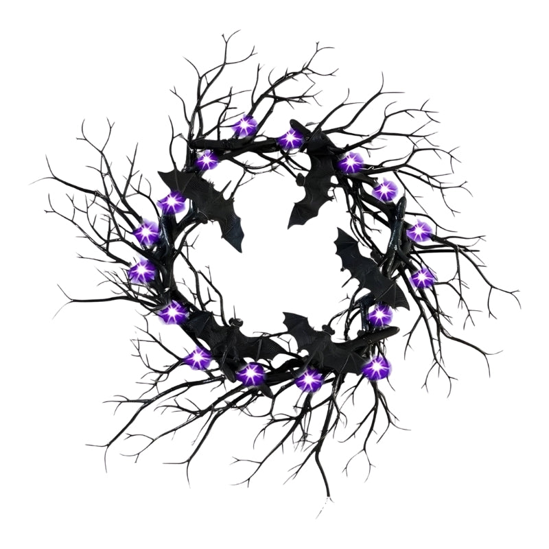 SpiderSpook LED Halloween Wreath – Vampire & Spider Decoration for Doors & Windows