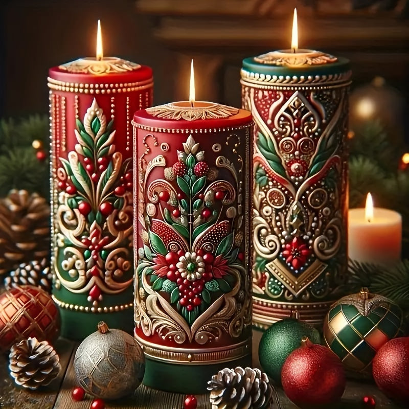 Rustic Christmas Fireplace Candle Poster