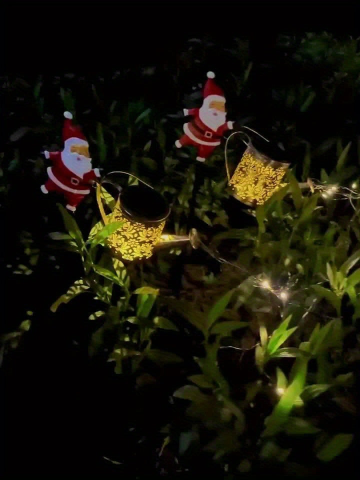 Solar-Powered Santa Teapot Garden Lights