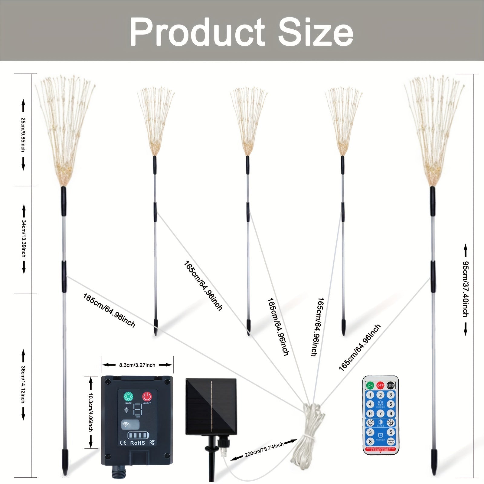 Spark | Set of 5 Solar Fireworks Garden Lights