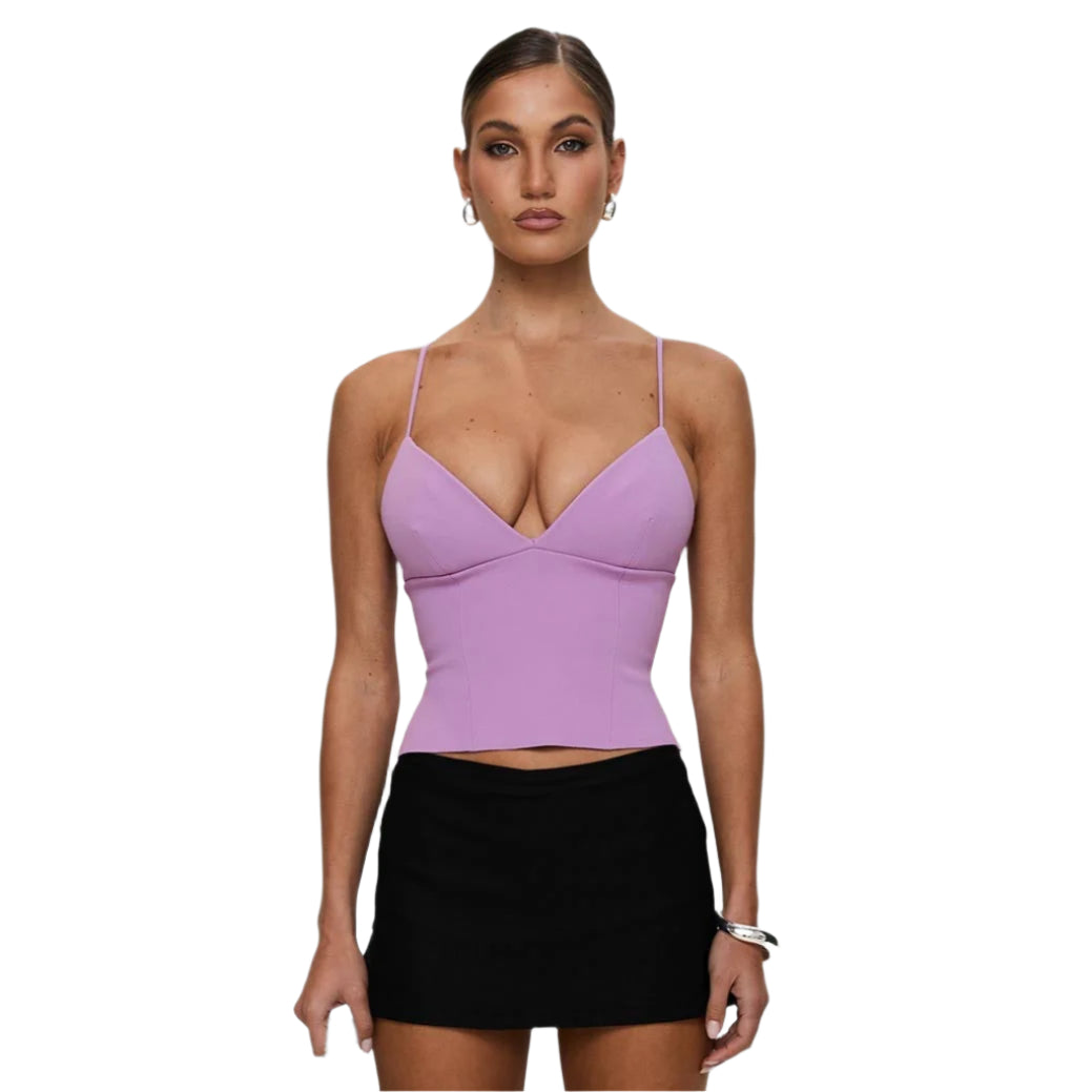 Jacquelyn - Sophisticated Crop Top with V-Neck and Spaghetti Straps