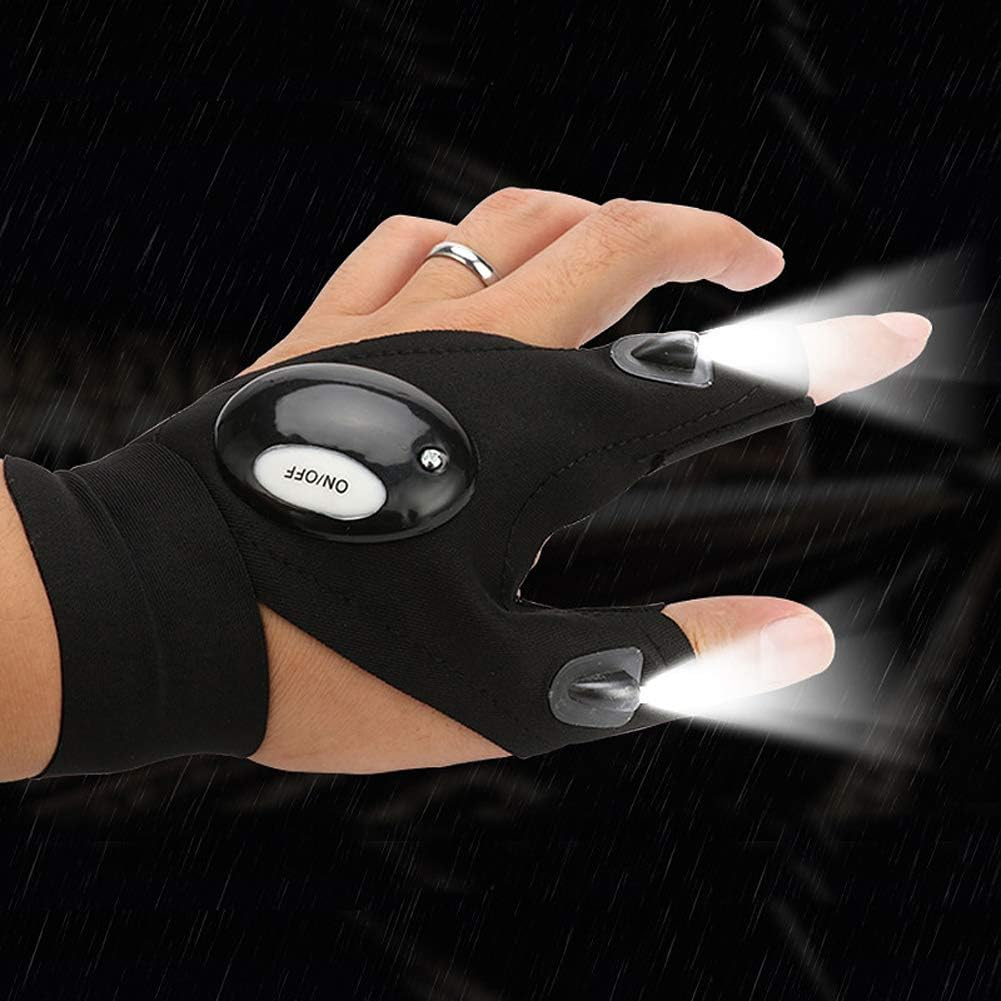 Fingerless LED Flashlight Gloves | Hands-Free Lighting for DIY, Camping, and Repairs