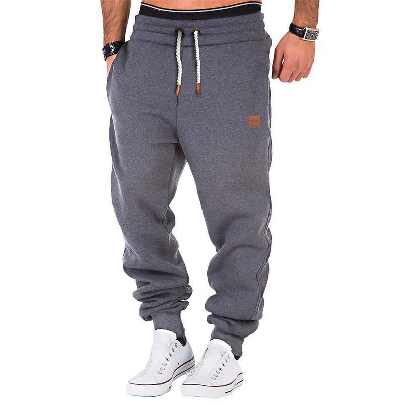 Max Comfort | Men's Solid Color Jogging Pants with Drawstring and Elastic Waist
