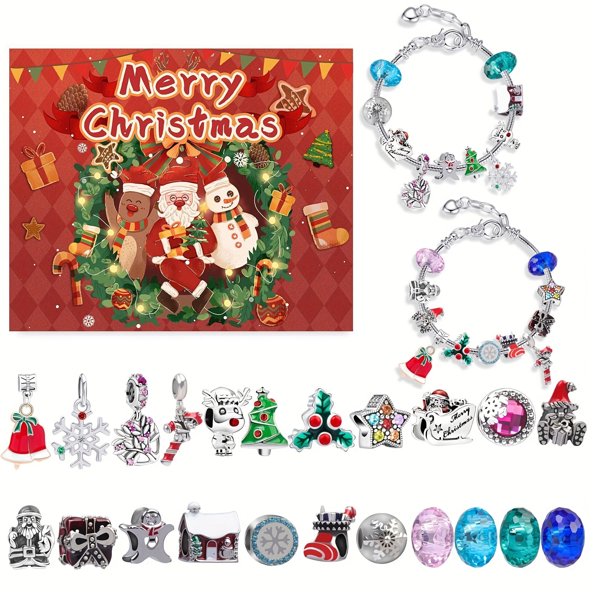 Vintage Christmas Advent Calendar 24-Day Countdown with Collector Christmas Decorations