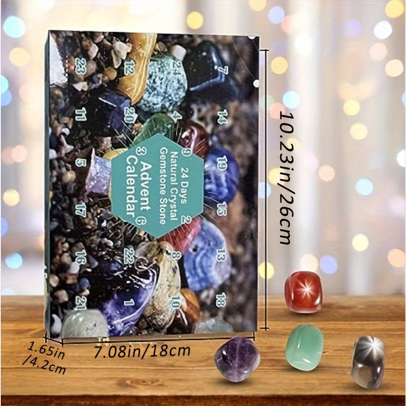 1 Piece Christmas Gemstone Advent Calendar, 24 Natural Crystals