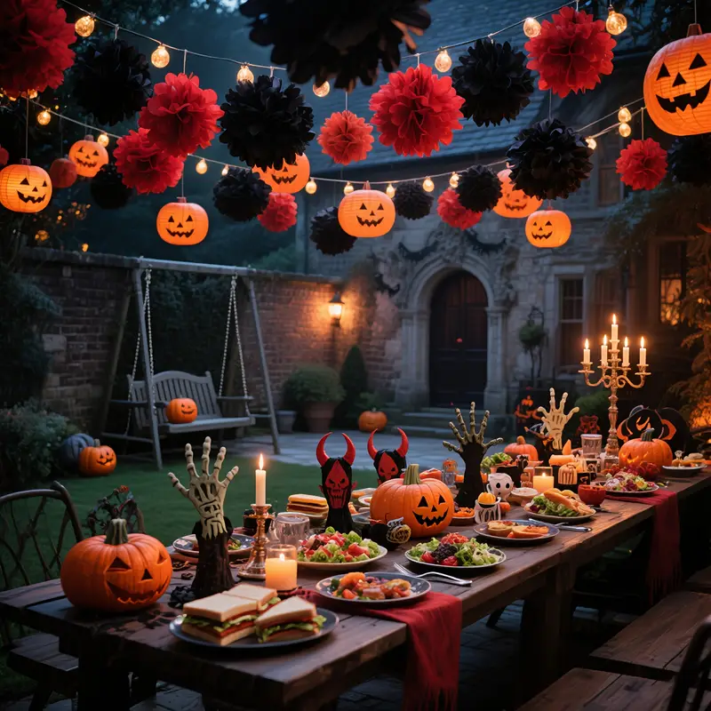 ShadowGlow Halloween Paper Lantern Set – 13 Pieces Pumpkin & Flower Ball Decorations