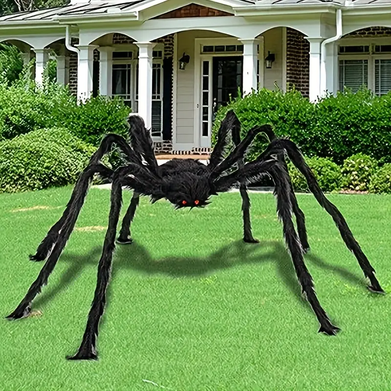 DarkCrawl Giant Spider 150 cm – Black Halloween Decoration for House & Garden