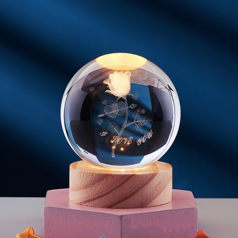 Luminous 3D Crystal Sphere Night Lamp – Enchanting LED Mood Light