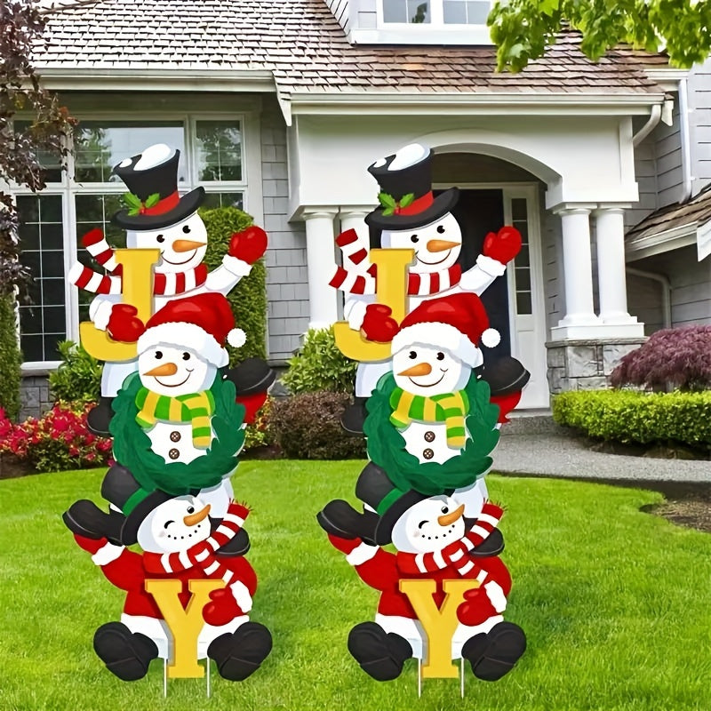3rd Set of Classic Snowman Christmas Garden Signs