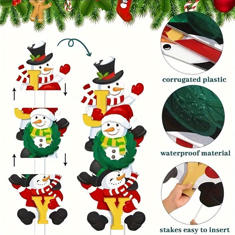 3rd Set of Classic Snowman Christmas Garden Signs