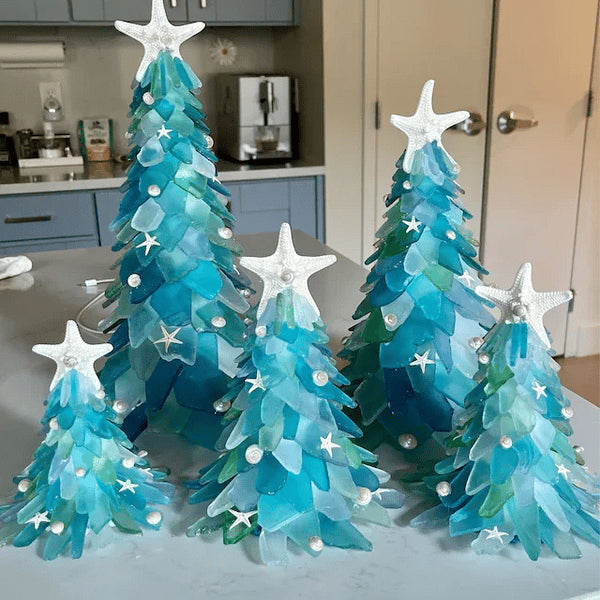 Sea Tranquility: Unique Handmade Glass Christmas Tree