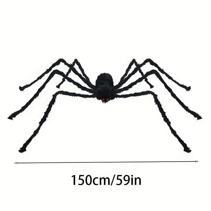 DarkCrawl Giant Spider 150 cm – Black Halloween Decoration for House & Garden