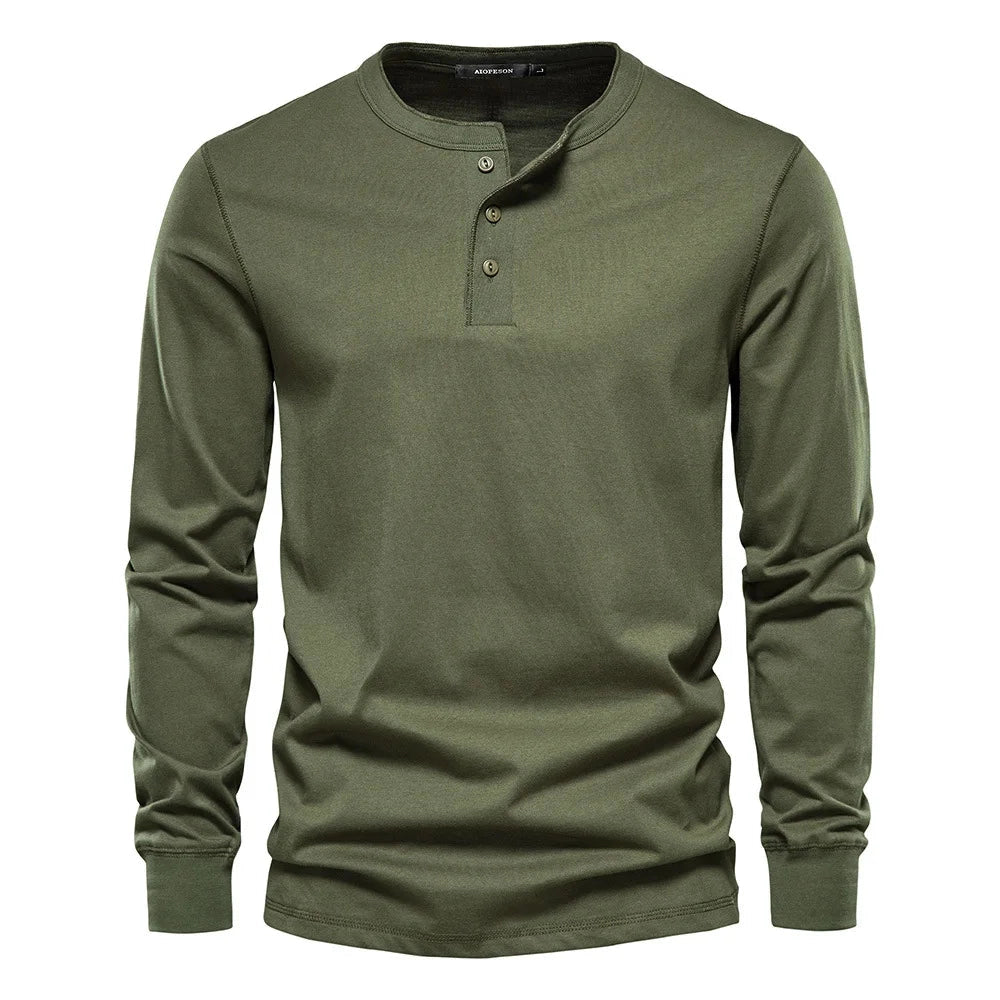 Emil Long-Sleeve Henley Shirt β Slim Fit and Timeless Design