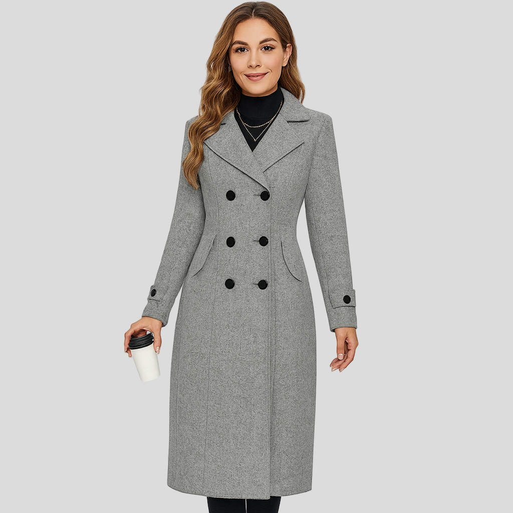 Barbara | Elegant Herringbone Maxi Coat