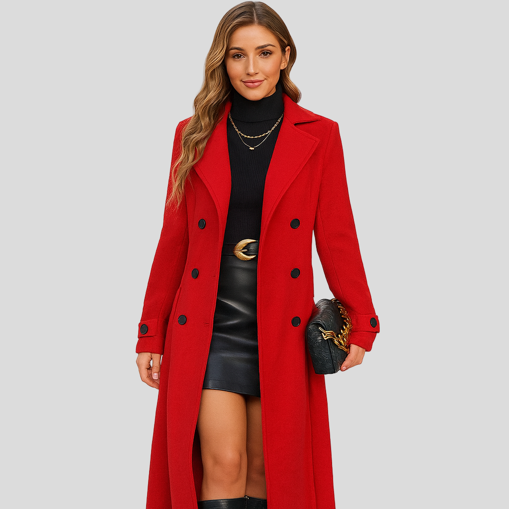 Barbara | Elegant Herringbone Maxi Coat