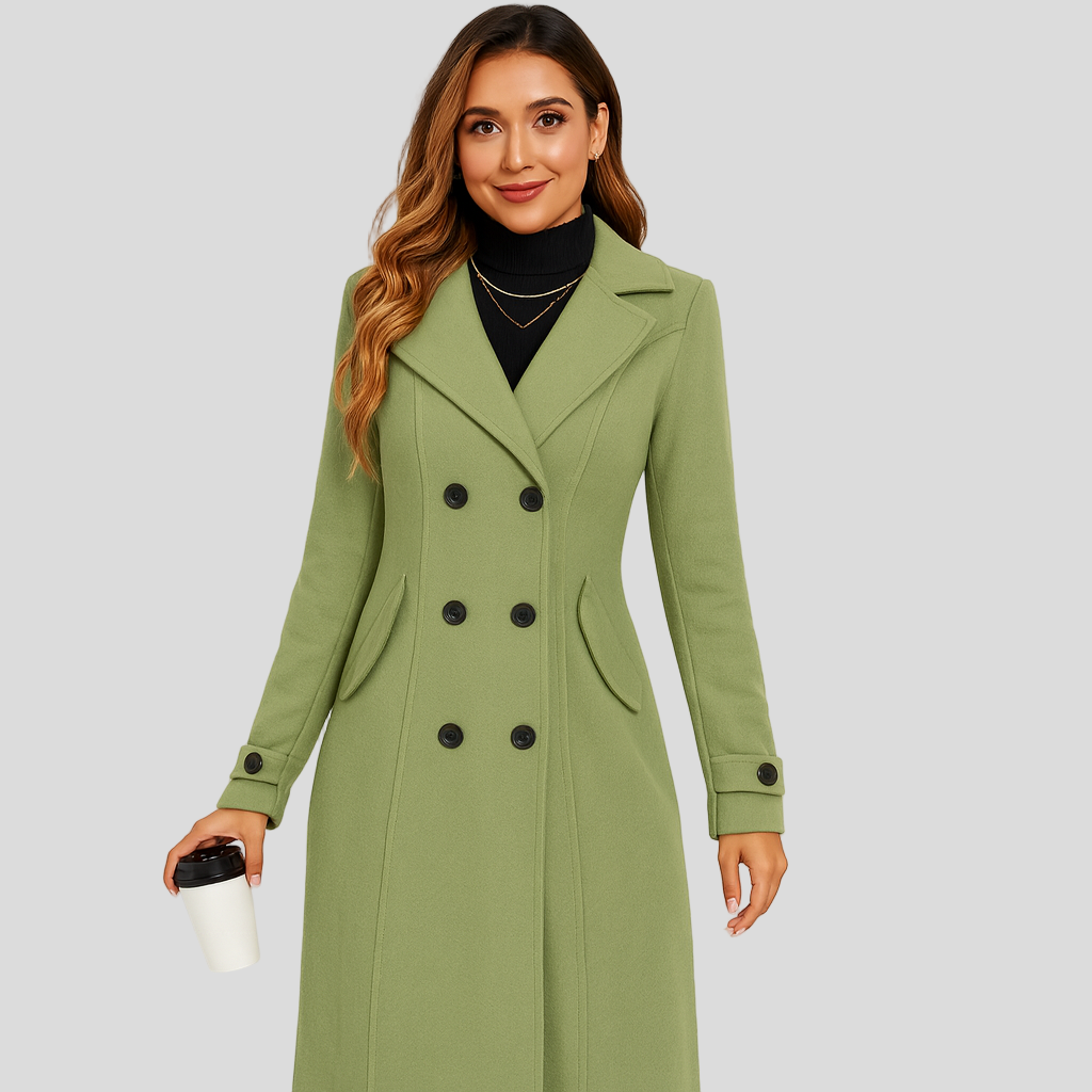 Barbara | Elegant Herringbone Maxi Coat