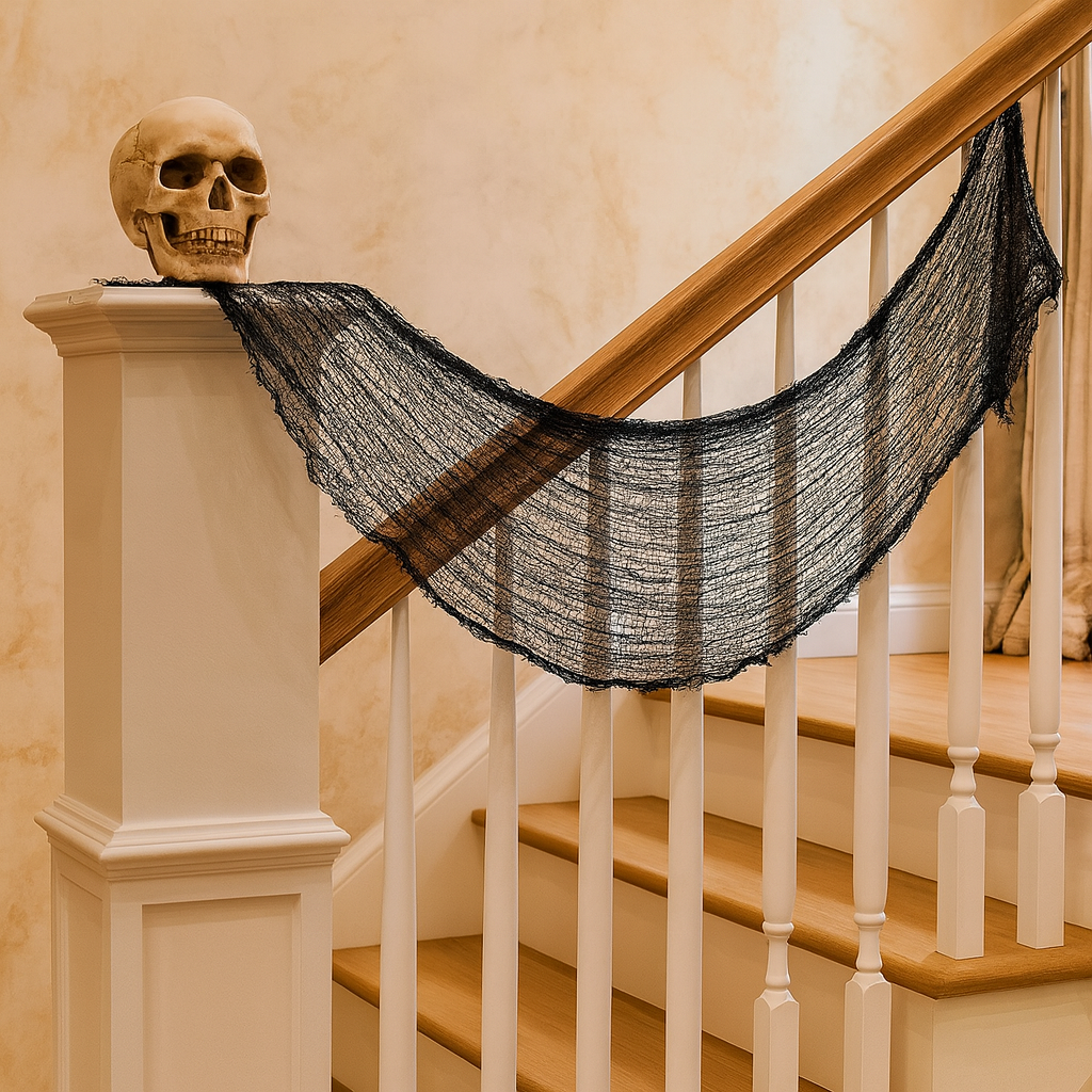Black Halloween Spooky Ghost - Creepy Fabric for Indoor and Outdoor Decoration