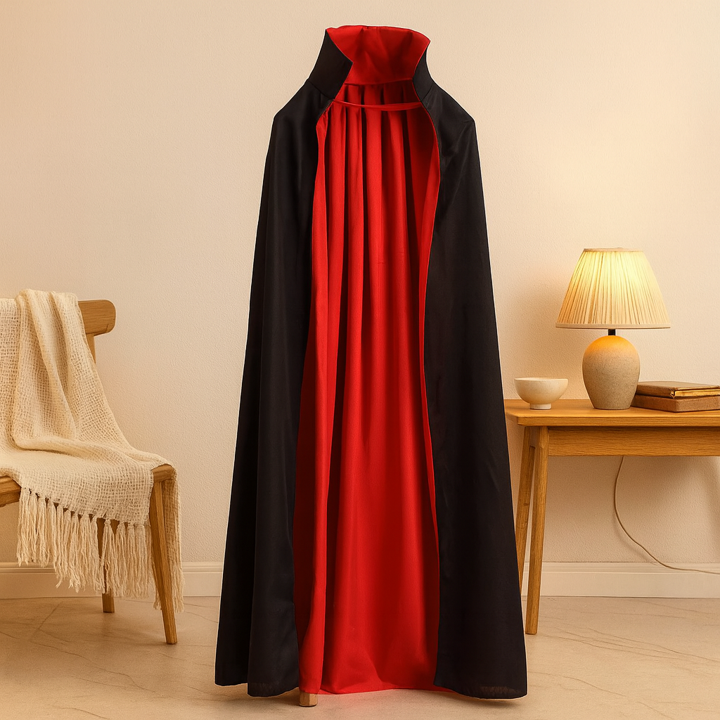 BloodMoon Vampire Cloak – Black & Red Halloween Costume Cape
