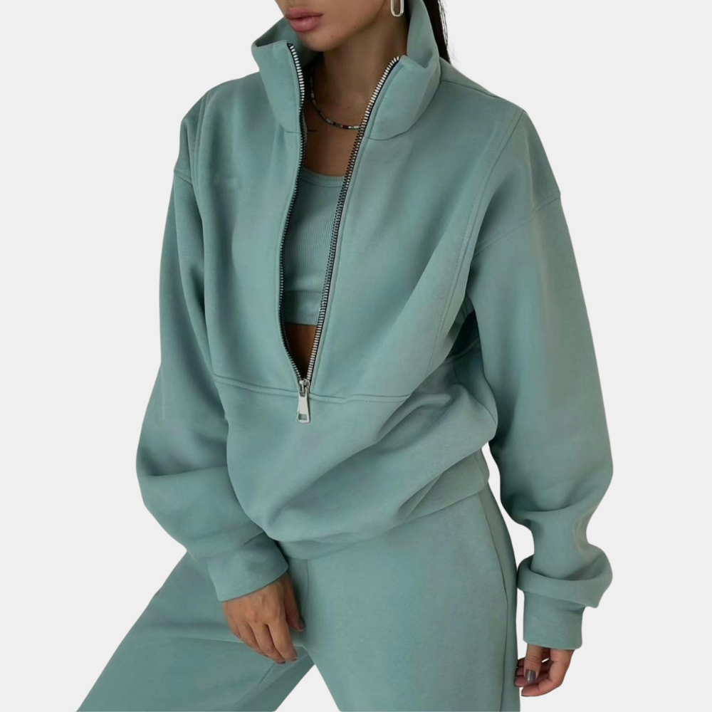 Scarlett - Tracksuit Set with Long Sleeve Zip Top and High Waist
