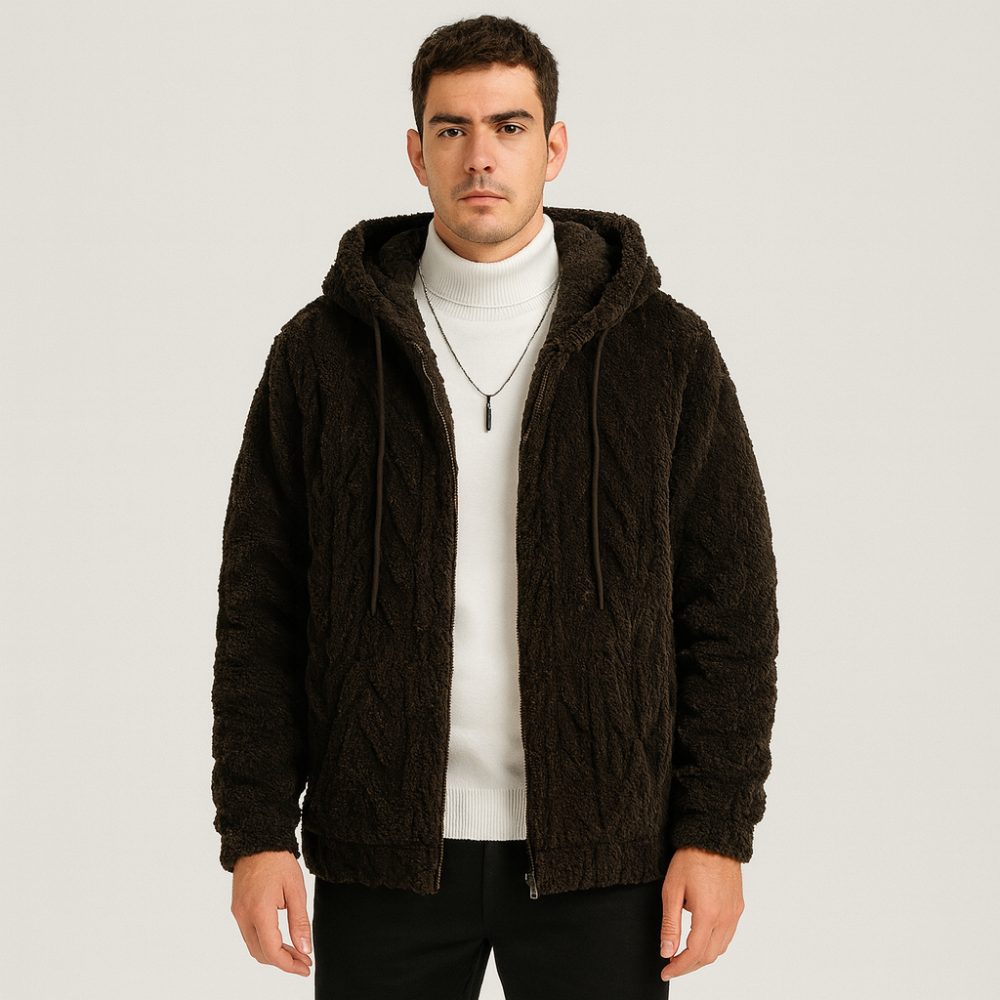Calum | Solid Hooded Fleece Jacket for Men