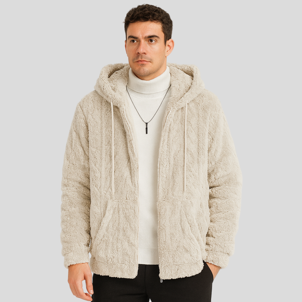 Calum | Solid Hooded Fleece Jacket for Men
