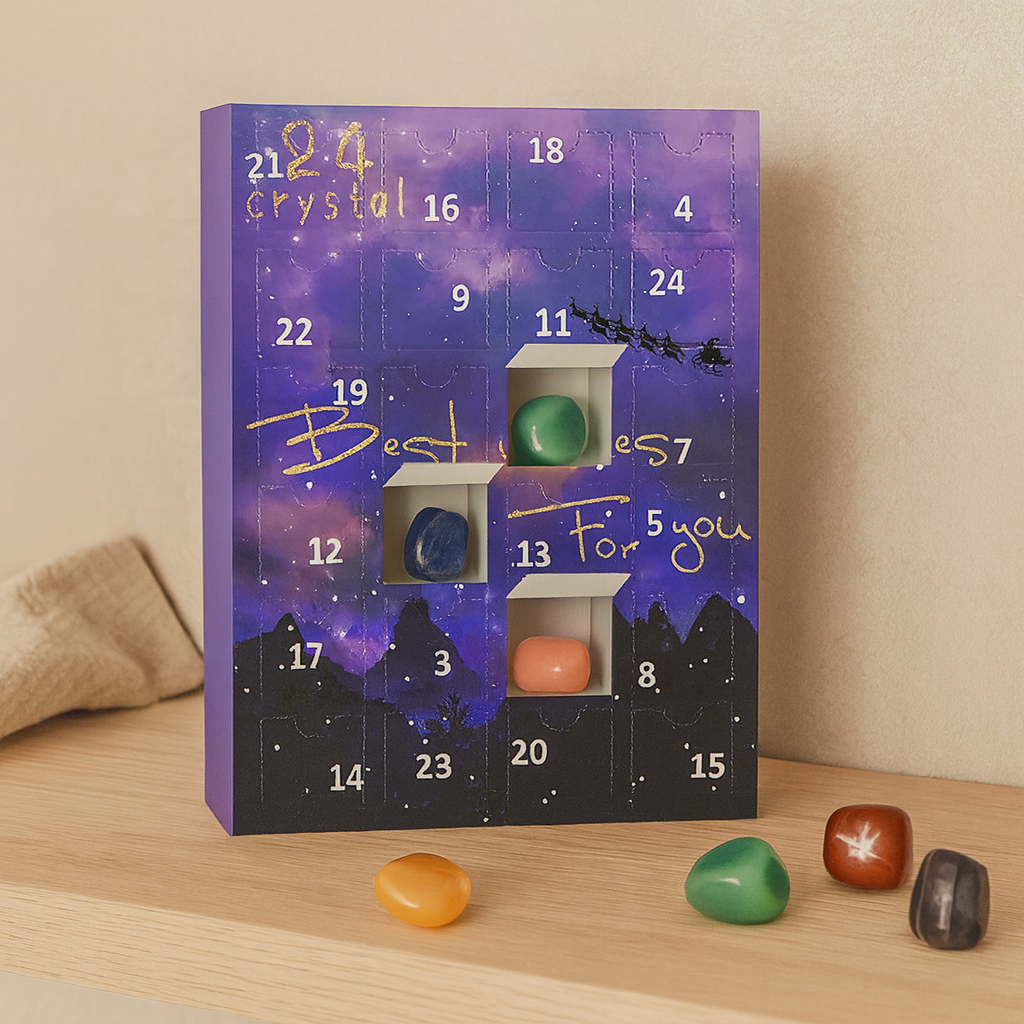 CrystalTreasures | Gemstone Advent Calendar with 24 Natural Crystals