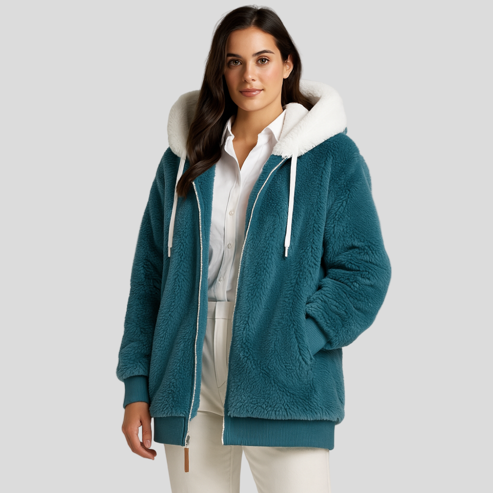 Leila | Casual Coat with Zipper and Faux Fur Hood