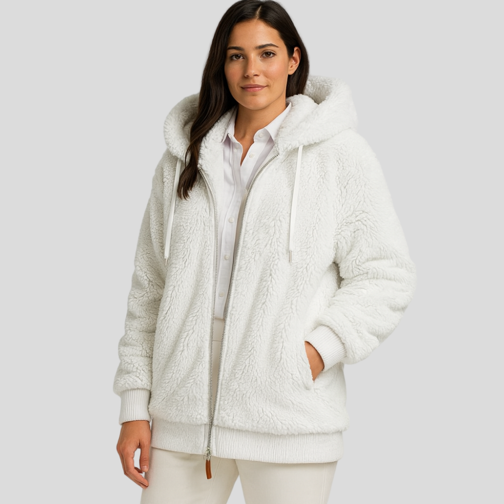 Leila | Casual Coat with Zipper and Faux Fur Hood