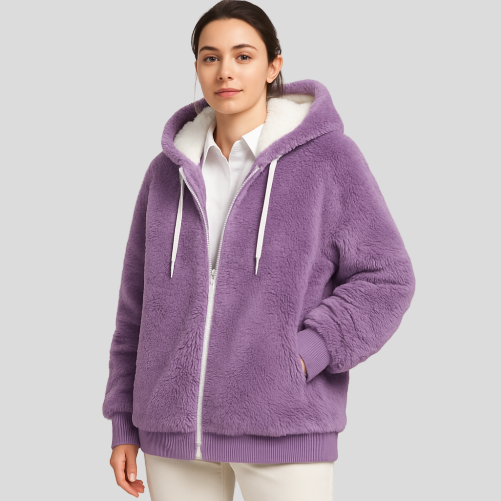 Leila | Casual Coat with Zipper and Faux Fur Hood