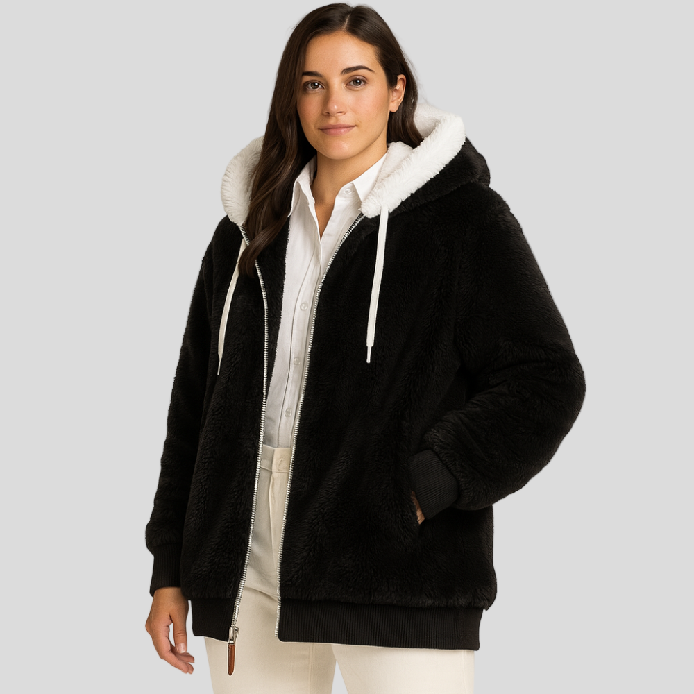 Leila | Casual Coat with Zipper and Faux Fur Hood