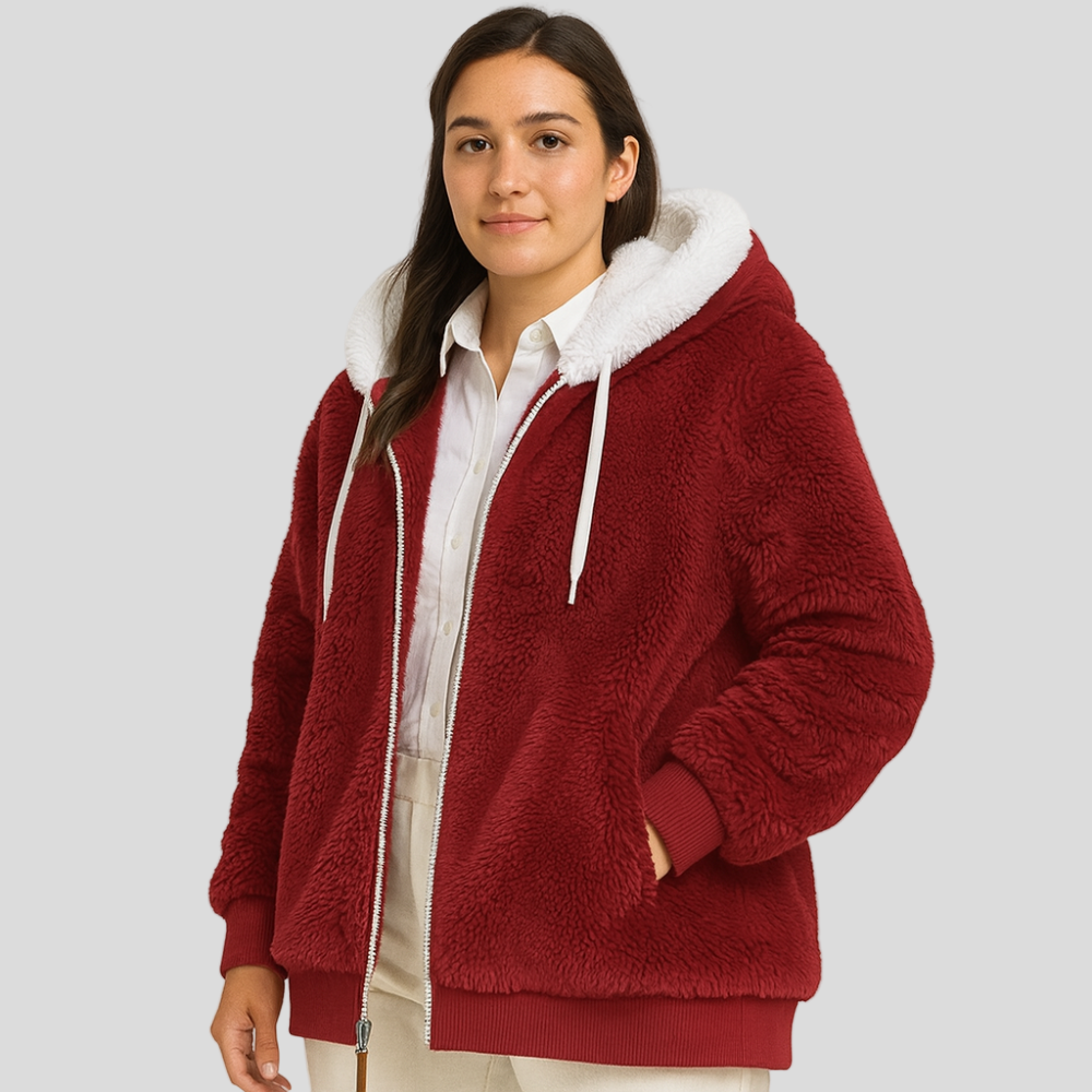 Leila | Casual Coat with Zipper and Faux Fur Hood
