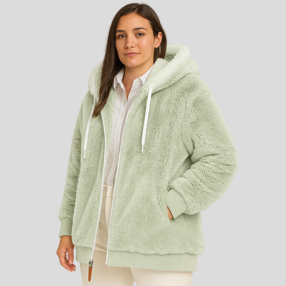 Leila | Casual Coat with Zipper and Faux Fur Hood