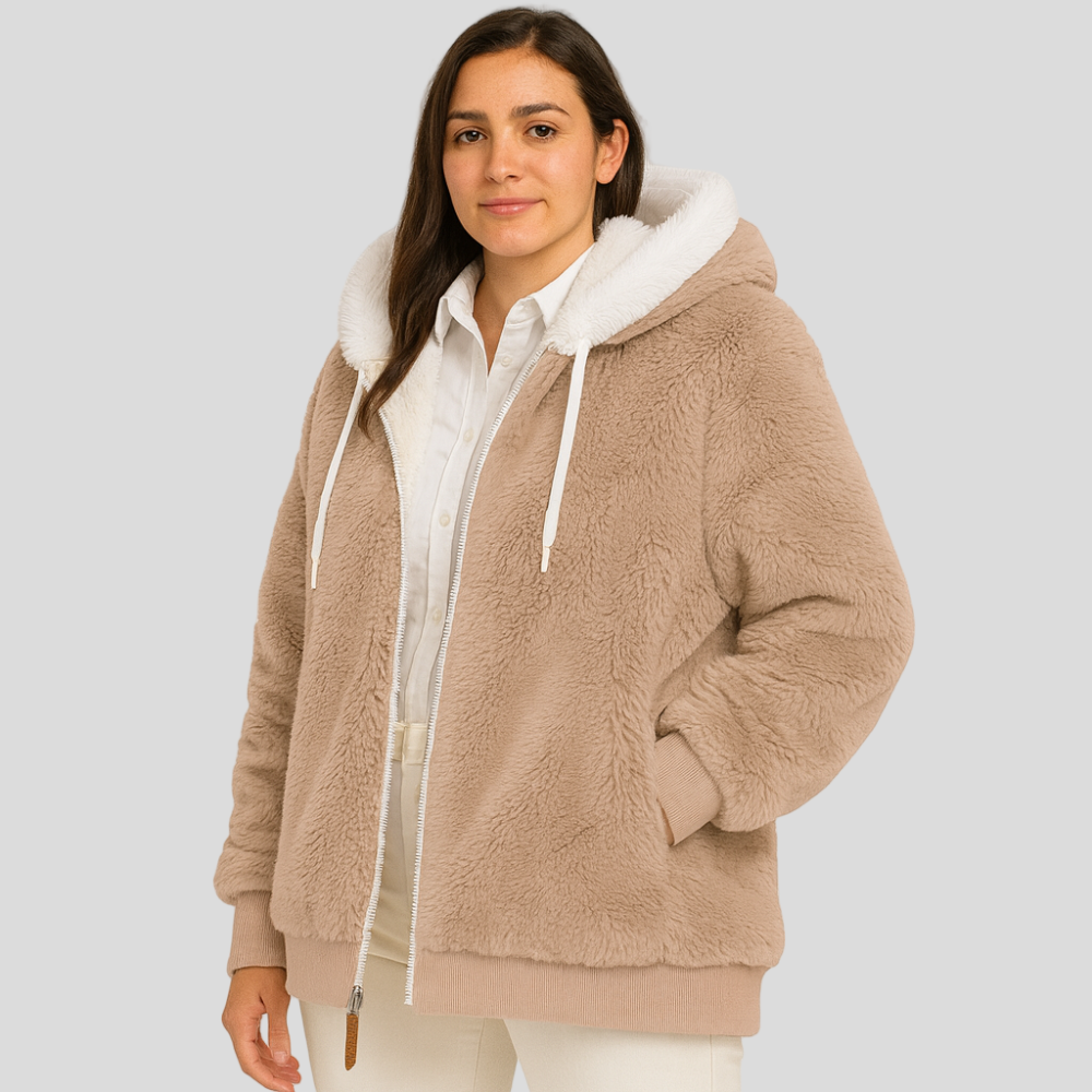 Leila | Casual Coat with Zipper and Faux Fur Hood