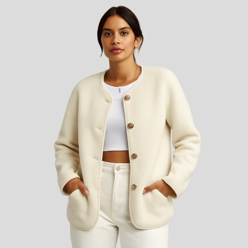 Serenna | Women's Wool Coat with Round Neck
