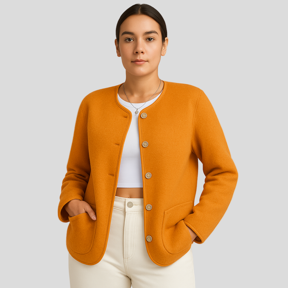 Serenna | Women's Wool Coat with Round Neck