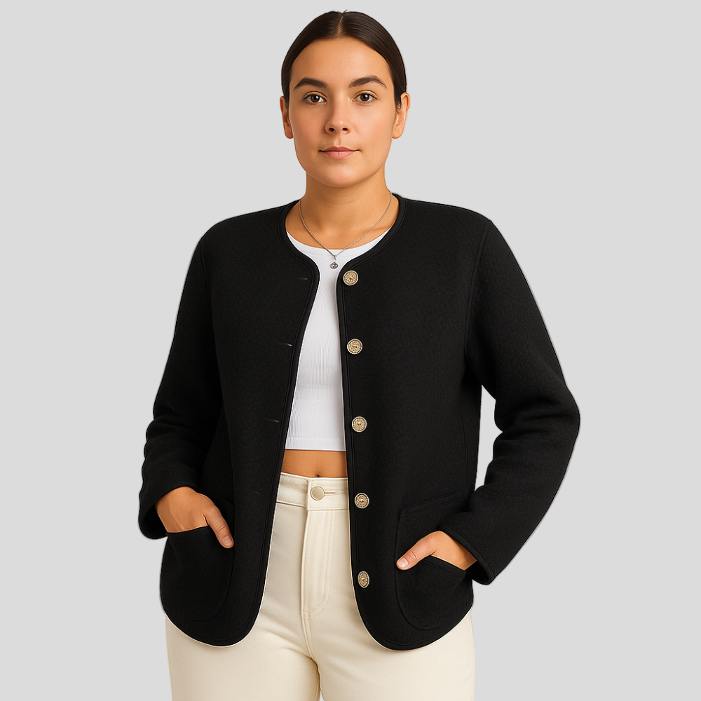 Serenna | Women's Wool Coat with Round Neck