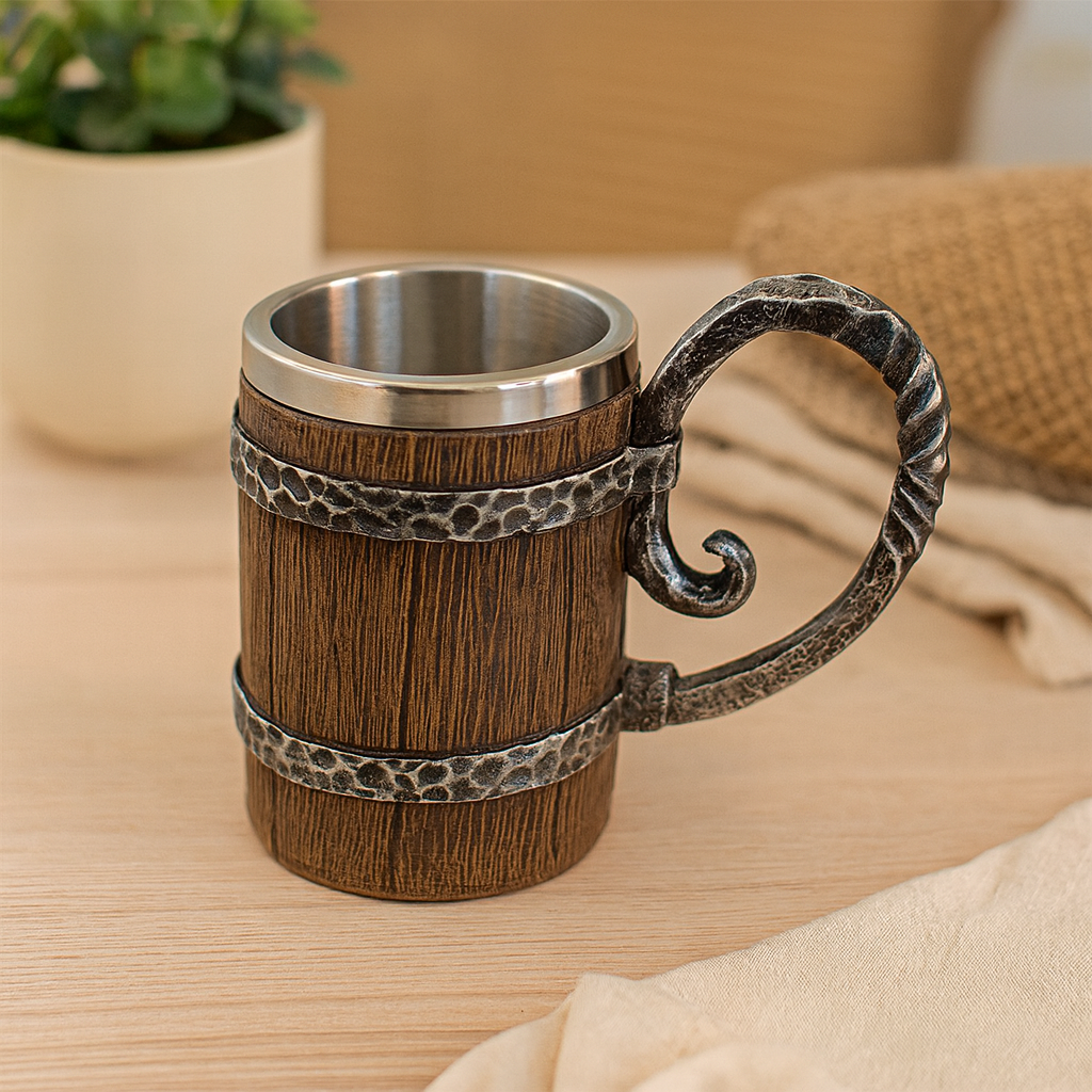 Vintage Beer Mug with Stainless Steel β Perfect for Oktoberfest