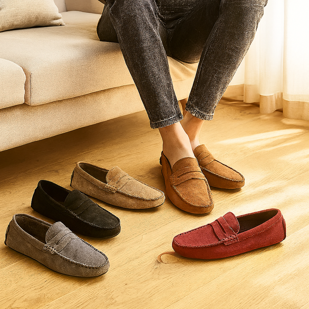 Milano Men's Leather Loafers – Classic Slip-On Shoes with Non-Slip Sole