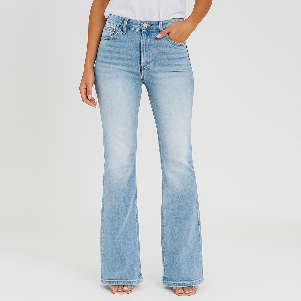Jane – Women's Stretch Jeans with Wide Flare – Comfortable Fit in Denim