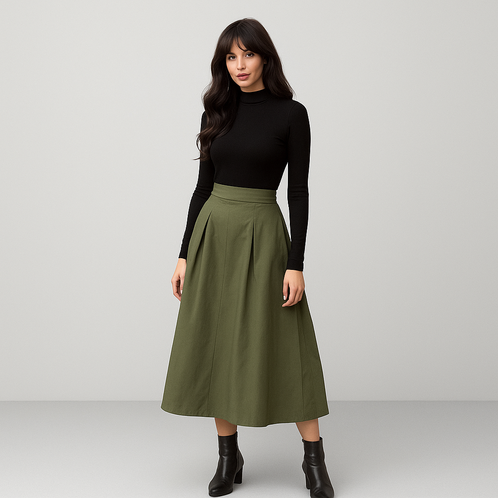 Alma - Elegant bow skirt with high waist and practical pockets