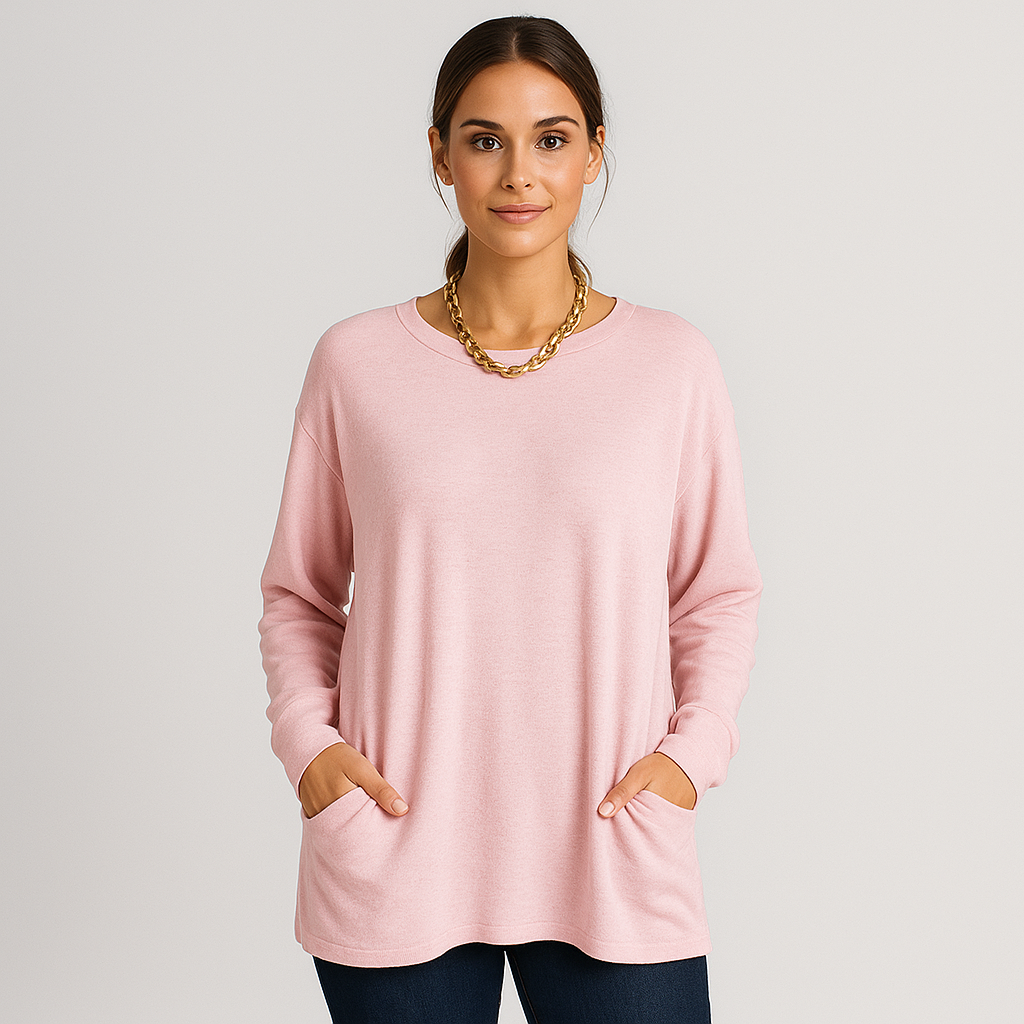 Shaira - Oversize Solid Color Long Sleeve Blouse