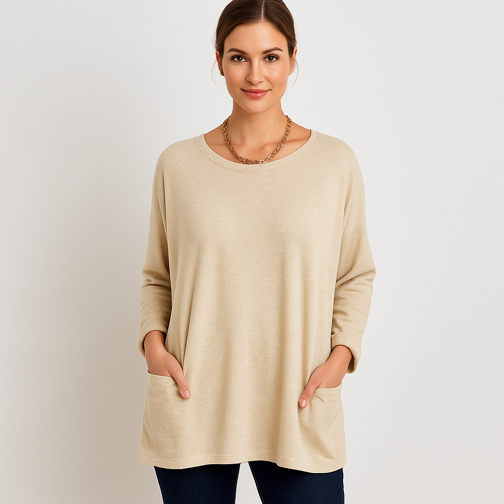 Shaira - Oversize Solid Color Long Sleeve Blouse